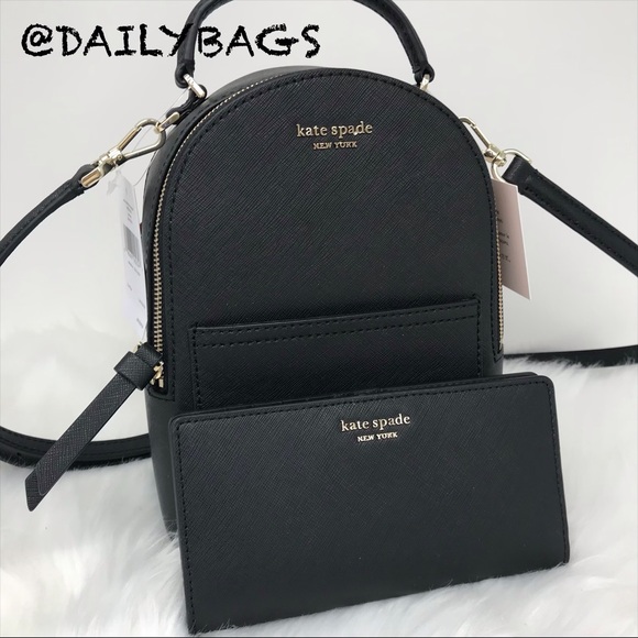 KATE SPADE MINI CONVERTIBLE BACKPACK BLACK WALLET - Picture 3 of 8